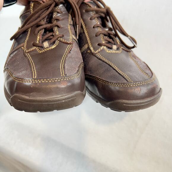 Leather Sneakers Rockport Men's 8 Brown w/ Contrasting Stitching Hiking Casual - Picture 4 of 9